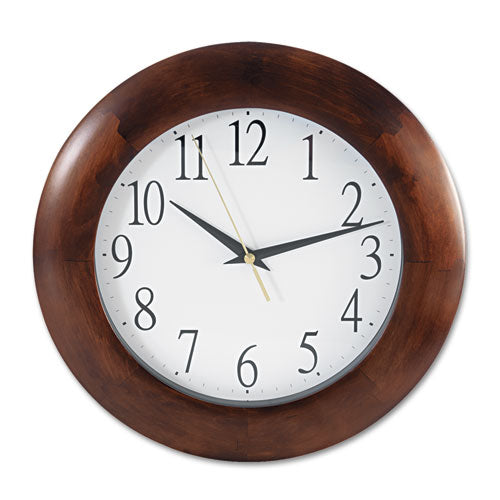 Universal® Round Wood Wall Clock, 12.75" Overall Diameter, Cherry Case, 1 Aa (sold Separately) freeshipping - TVN Wholesale