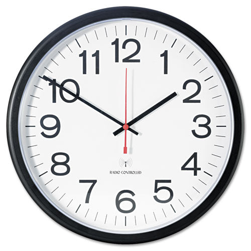Universal® Deluxe 13 1-2" Indoor-outdoor Atomic Clock, 13.5" Overall Diameter, Black Case, 1 Aa (sold Separately) freeshipping - TVN Wholesale