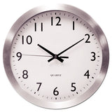 Universal® Brushed Aluminum Wall Clock, 12" Overall Diameter, Silver Case, 1 Aa (sold Separately) freeshipping - TVN Wholesale