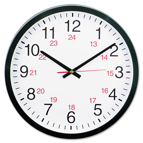 Universal® 24-hour Round Wall Clock, 12.63" Overall Diameter, Black Case, 1 Aa (sold Separately) freeshipping - TVN Wholesale