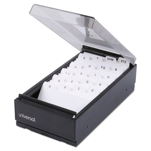 Universal® Business Card File, Holds 600 2 X 3.5 Cards, 4.25 X 8.25 X 2.5, Metal-plastic, Black freeshipping - TVN Wholesale
