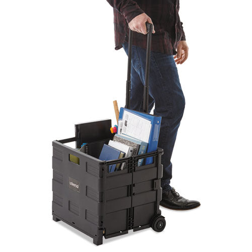 Universal® Collapsible Mobile Storage Crate, 18 1-4 X 15 X 18 1-4 To 39 3-8, Black freeshipping - TVN Wholesale