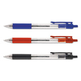 Comfort Grip Ballpoint Pen, Retractable, Medium 1 Mm, Black Ink, Clear Barrel, Dozen