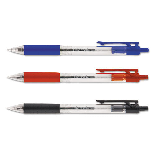 Universal™ Comfort Grip Ballpoint Pen, Retractable, Medium 1 Mm, Black Ink, Clear Barrel, 48-pack freeshipping - TVN Wholesale