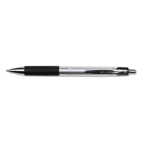 Universal™ Comfort Grip Ballpoint Pen, Retractable, Medium 1 Mm, Black Ink, Silver Barrel, Dozen freeshipping - TVN Wholesale