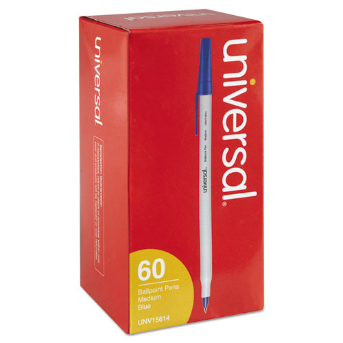 Universal™ Ballpoint Pen Value Pack, Stick, Medium 1 Mm, Blue Ink, Gray Barrel, 60-pack freeshipping - TVN Wholesale