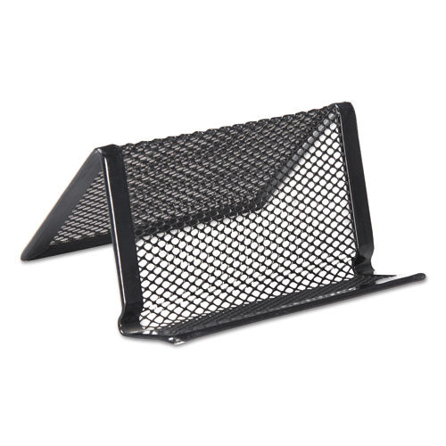 Universal® Mesh Metal Business Card Holder, Holds 50 2.25 X 4 Cards, 3.78 X 3.38 X 2.13, Black freeshipping - TVN Wholesale