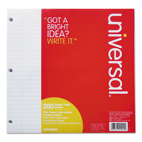 Universal® Filler Paper, 3-hole, 8 X 10.5, Wide-legal Rule, 200-pack freeshipping - TVN Wholesale