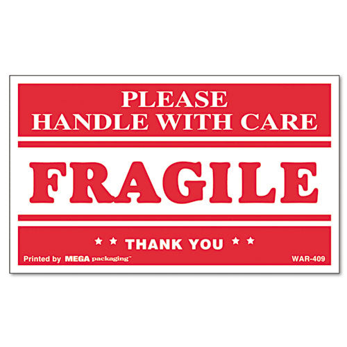 Universal® Printed Message Self-adhesive Shipping Labels, Fragile Handle With Care, 3 X 5, Red-clear, 500-roll freeshipping - TVN Wholesale