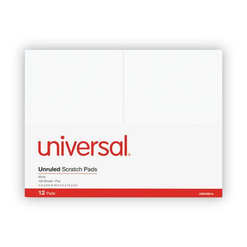 Universal® Scratch Pads, Unruled, 100 White 4 X 6 Sheets, 12-pack freeshipping - TVN Wholesale