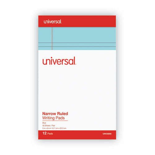 Universal® Colored Perforated Ruled Writing Pads, Narrow Rule, 50 Blue 5 X 8 Sheets, Dozen freeshipping - TVN Wholesale