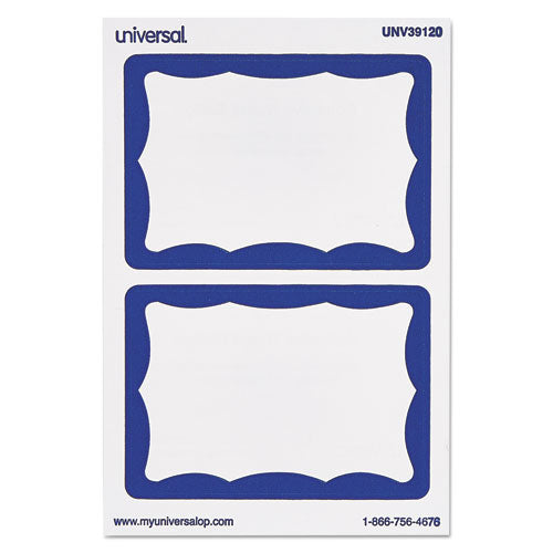 Universal® Border-style Self-adhesive Name Badges, 3 1-2 X 2 1-4, White-blue, 100-pack freeshipping - TVN Wholesale