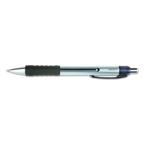 Universal™ Comfort Grip Gel Pen, Retractable, Medium 0.7 Mm, Black Ink, Silver Barrel, Dozen freeshipping - TVN Wholesale