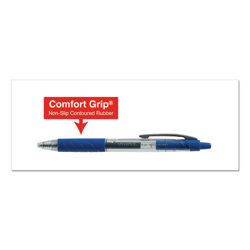 Universal™ Comfort Grip Gel Pen, Retractable, Medium 0.7 Mm, Blue Ink, Clear-blue Barrel, 36-pack freeshipping - TVN Wholesale