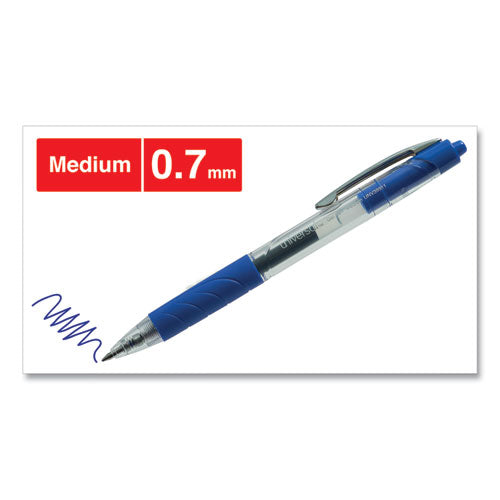 Universal™ Comfort Grip Gel Pen, Retractable, Medium 0.7 Mm, Blue Ink, Clear-blue Barrel, 36-pack freeshipping - TVN Wholesale