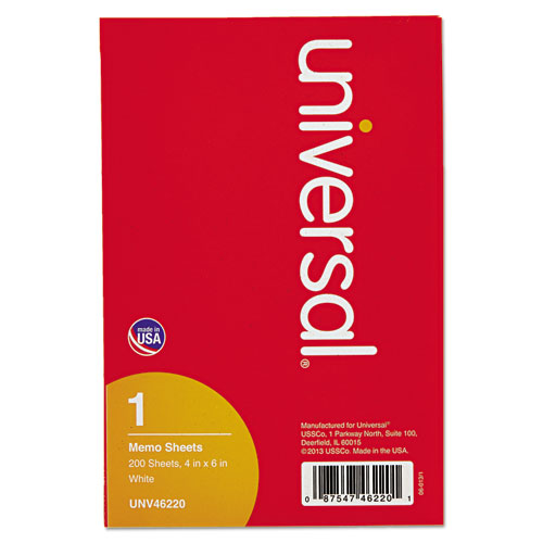 Universal® Loose White Memo Sheets, 4 X 6, Unruled, Plain White, 200-pack freeshipping - TVN Wholesale