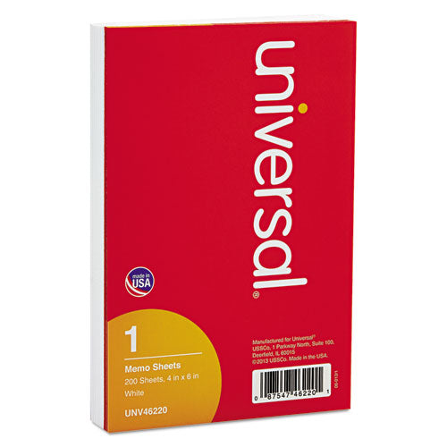 Universal® Loose White Memo Sheets, 4 X 6, Unruled, Plain White, 200-pack freeshipping - TVN Wholesale