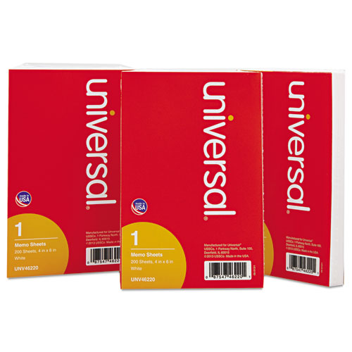 Universal® Loose White Memo Sheets, 4 X 6, Unruled, Plain White, 200-pack freeshipping - TVN Wholesale
