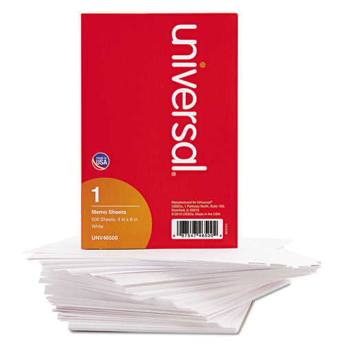 Universal® Loose White Memo Sheets, 4 X 6, Unruled, Plain White, 200-pack freeshipping - TVN Wholesale