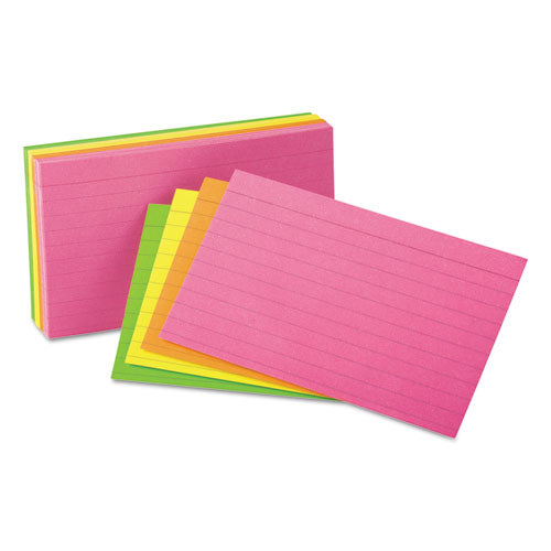 Universal® Ruled Neon Glow Index Cards, 5 X 8, Assorted, 100-pack freeshipping - TVN Wholesale