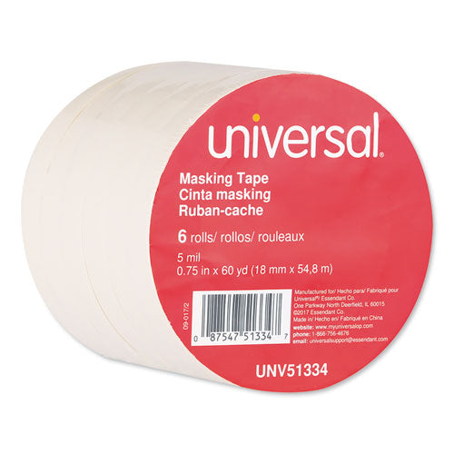 Universal® Removable General-purpose Masking Tape, 3" Core, 18 Mm X 54.8 M, Beige, 6-pack freeshipping - TVN Wholesale
