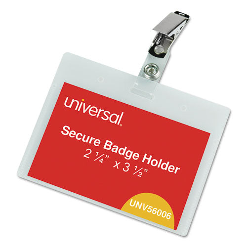 Universal® Clear Badge Holders W-garment-safe Clips, 2 1-4 X 3 1-2, White Inserts, 50-box freeshipping - TVN Wholesale