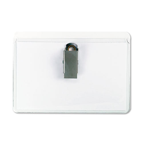 Universal® Clear Badge Holders W-garment-safe Clips, 2 1-4 X 3 1-2, White Inserts, 50-box freeshipping - TVN Wholesale