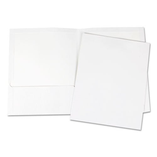 Universal® Laminated Two-pocket Portfolios, Cardboard Paper, 100-sheet Capacity, 11 X 8.5, White, 25-box freeshipping - TVN Wholesale