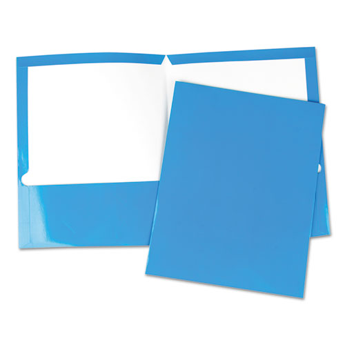 Universal® Laminated Two-pocket Folder, Cardboard Paper, 100-sheet Capacity, 11 X 8.5, Blue, 25-box freeshipping - TVN Wholesale