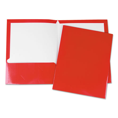Universal® Laminated Two-pocket Folder, Cardboard Paper, 100-sheet Capacity, 11 X 8.5, Red, 25-box freeshipping - TVN Wholesale