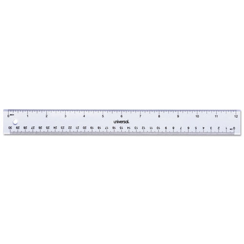 Universal® Clear Plastic Ruler, Standard-metric, 12" Long, Clear freeshipping - TVN Wholesale