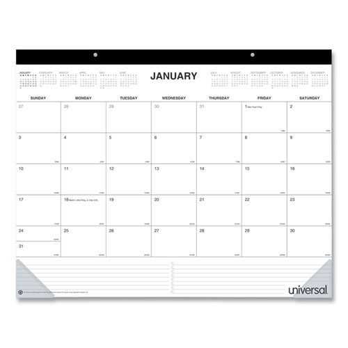 Universal® Desk Pad Calendar, 22 X 17, White-black Sheets, Black Binding, Clear Corners, 12-month (jan To Dec): 2022 freeshipping - TVN Wholesale