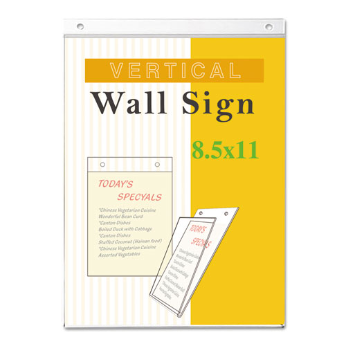Universal® Wall Mount Sign Holder, 8 1-2" X 11", Vertical, Clear freeshipping - TVN Wholesale