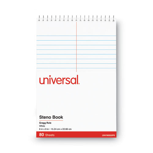 Universal® Steno Pads, Gregg Rule, Red Cover, 80 White 6 X 9 Sheets, 6-pack freeshipping - TVN Wholesale