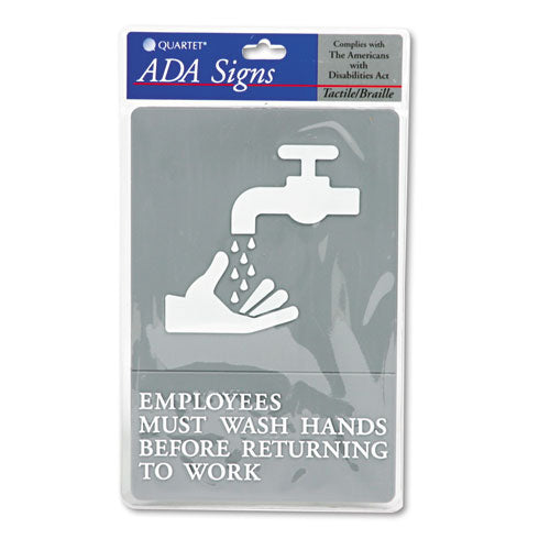 Headline® Sign Ada Sign, Employees Must Wash Hands... Tactile Symbol-braille, 6 X 9, Gray freeshipping - TVN Wholesale