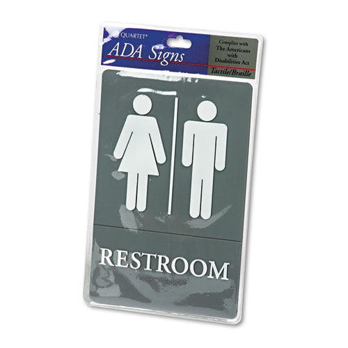 Headline® Sign Ada Sign, Restroom Symbol Tactile Graphic, Molded Plastic, 6 X 9, Gray freeshipping - TVN Wholesale