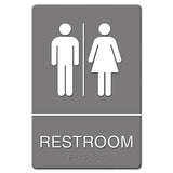 Headline® Sign Ada Sign, Restroom Symbol Tactile Graphic, Molded Plastic, 6 X 9, Gray freeshipping - TVN Wholesale