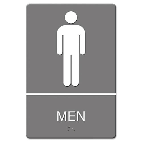 Headline® Sign Ada Sign, Men Restroom Symbol W-tactile Graphic, Molded Plastic, 6 X 9, Gray freeshipping - TVN Wholesale