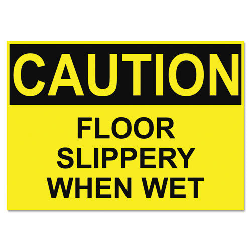 Headline® Sign Osha Safety Signs, Caution Slippery When Wet, Yellow-black, 10 X 14 freeshipping - TVN Wholesale