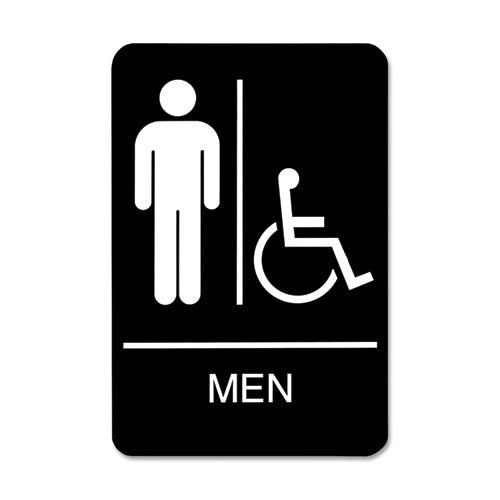 Headline® Sign Ada Sign, Men-wheelchair Accessible Tactile Symbol, Plastic, 6 X 9, Black-white freeshipping - TVN Wholesale