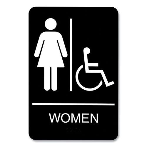 Headline® Sign Ada Sign, Women-wheelchair Accessible Tactile Symbol, Plastic, 6 X 9, Black-white freeshipping - TVN Wholesale
