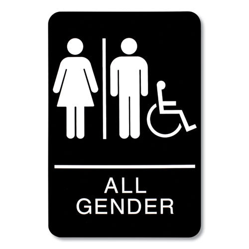 Headline® Sign Ada Sign, All Gender-wheelchair Accessible Tactile Symbol, Plastic, 6 X 9, Black-white freeshipping - TVN Wholesale