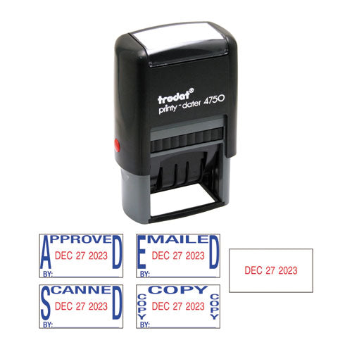 Trodat® Printy Economy 5-in-1 Date Stamp, Self-inking, 1" X 1.63", Blue-red freeshipping - TVN Wholesale