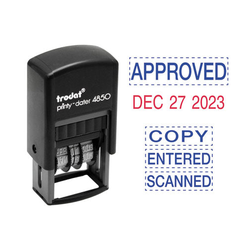 Trodat® Printy Economy Micro 5-in-1 Date Stamp, Self-inking, 0.75" X 1", Blue-red freeshipping - TVN Wholesale