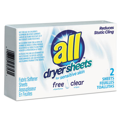All® Free Clear Vend Pack Dryer Sheets, Fragrance Free, 2 Sheets-box, 100 Box-carton freeshipping - TVN Wholesale