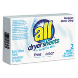 All® Free Clear Vend Pack Dryer Sheets, Fragrance Free, 2 Sheets-box, 100 Box-carton freeshipping - TVN Wholesale