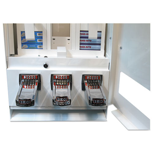 Vend-Rite Coin-operated Soap Vender, 3-column, 16.25 X 9.5 X 37.75, White-blue freeshipping - TVN Wholesale