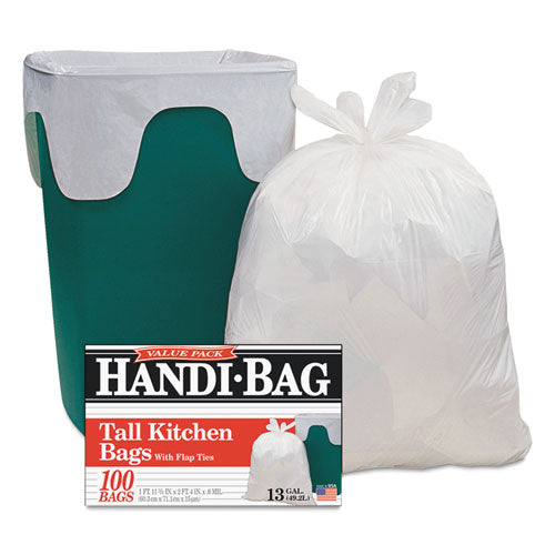 Handi-Bag® Super Value Pack, 13 Gal, 0.6 Mil, 23.75" X 28", White, 600-carton freeshipping - TVN Wholesale