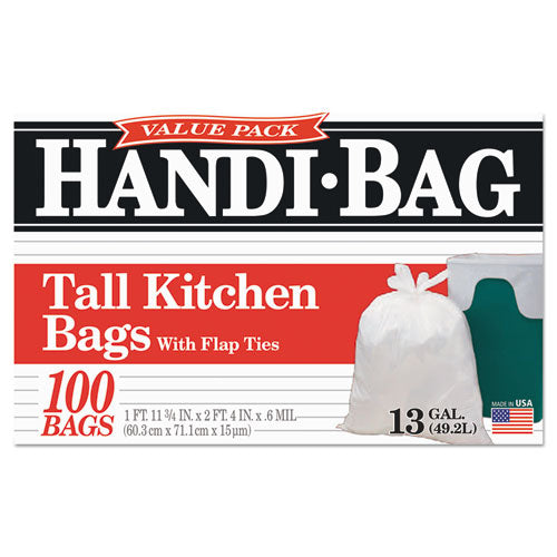 Handi-Bag® Super Value Pack, 13 Gal, 0.6 Mil, 23.75" X 28", White, 100-box freeshipping - TVN Wholesale