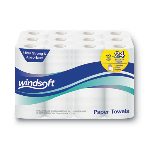 Windsoft® Premium Kitchen Roll Towels, 2 Ply, 11 X 6, White, 110-roll, 12 Rolls-carton freeshipping - TVN Wholesale